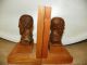 Vintage Carved Wood Bookends Of Irish George Bernard Shaw 1856 - 1950 Carved Figures photo 3