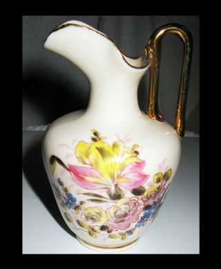 Antique Hallmarked Handpainted Floral China Pitcher Made In Germany Lovely photo