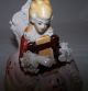 Pretty Dresden Style Lace Porcelain Woman Playing Harp Unmarked 6 3/4 