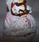 Pretty Dresden Style Lace Porcelain Woman Playing Harp Unmarked 6 3/4 