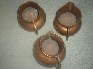 Lot 3 Old Columbian Hand Forged Copper Coffee/chocolateras - Spouted Pitchers photo