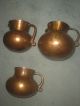 Lot 3 Old Columbian Hand Forged Copper Coffee/chocolateras - Spouted Pitchers Metalware photo 1