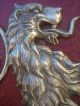 Vintage Metal Mythologic Winged Rampant Lion Armorial Crest/shield Metalware photo 2