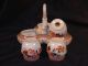 Antique 1835 - 1845 English 4 Pc.  Condiment Set Hand Painted W/ Brown Transfer Other photo 3