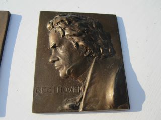Antique Bronze Medal Mini Plaque Sculpture Beethoven Early 1900 ' S F.  Stiasny photo