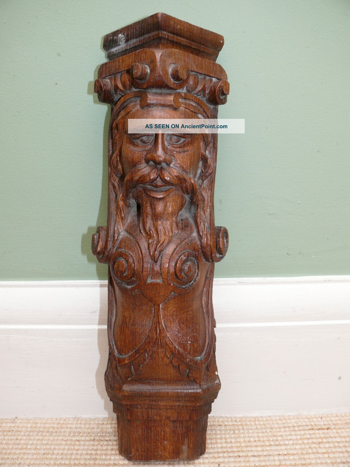 19thc Oak Carved Figurehead Of Bearded Male Other photo