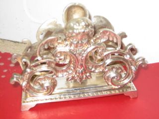 Vintage Ornate Iron Silver Tone Victorian Cupids Cherubs Letter Napkin Holder photo