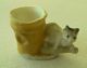 1800 ' S Bisque Hand Painted Germany Cat & Bucket Toothpick Holder Signed Sekt Figurines photo 4