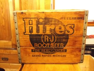 Hard To Find R.  J.  Hires Root Beer Wood Crate Condition photo