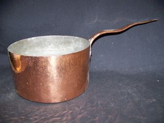 Antique Copper Sauce Pan Dovetailed Bottom photo