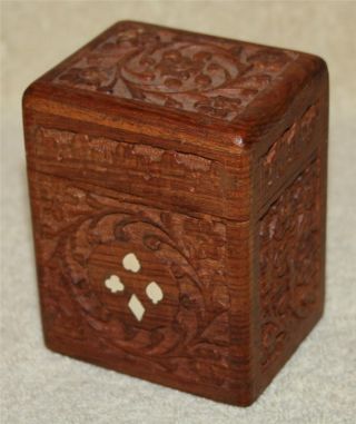 Antique Hand Crafted Wooden Playing Card Box India photo