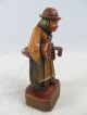 3 Vintage Italian Wood Carvings Man & 2 Women Carved Figures photo 3