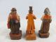 3 Vintage Italian Wood Carvings Man & 2 Women Carved Figures photo 4