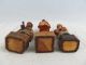 3 Vintage Italian Wood Carvings Man & 2 Women Carved Figures photo 5