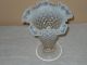 Vintage Ruffle Top Blue White Glass Vase W/ Raised Bubbles - - Exc Cond Vases photo 2