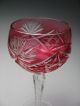Stunning Cranberry Cut Clear Crystal Wine Stem Goblet Stemware photo 1