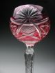 Stunning Cranberry Cut Clear Crystal Wine Stem Goblet Stemware photo 2