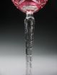 Stunning Cranberry Cut Clear Crystal Wine Stem Goblet Stemware photo 3