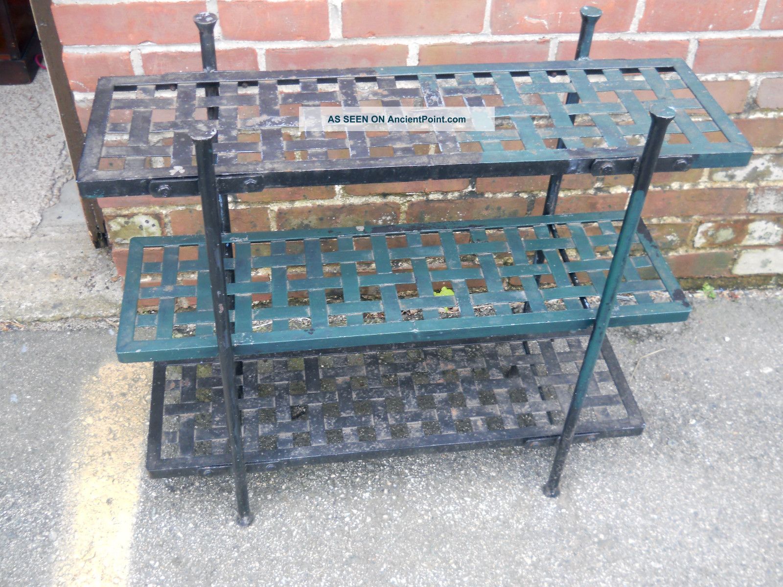 Industrial Age Metal Woven Shelf Display Modern Steam Punk Machine Shelves Plant Metalware photo