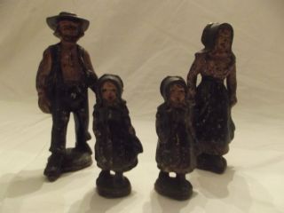 Antique Cast Iron Amish Family Figures - Hubley? - Nr photo