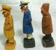 Set Of 3 Wood Carvings Signed By D Hannah Of Vermont 2 Sea Captains 1 Fisherman Carved Figures photo 1
