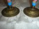 Antique French Brass & Porcelain Hand Painted Candle Holders Metalware photo 1