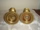 Antique French Brass & Porcelain Hand Painted Candle Holders Metalware photo 6
