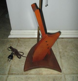 Vintage Mid Century Modern Danish Sculptural Wood Table Lamp photo