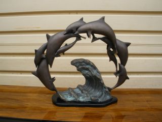 Col Fw Brass Dolphin Modern Sculpture Statue photo