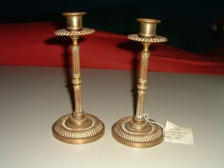 Atique English Brass Pair Of Candlesticks photo