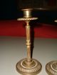 Atique English Brass Pair Of Candlesticks Metalware photo 2