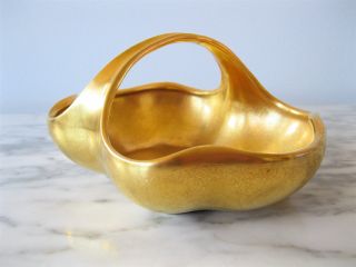 Art Nouveau Hutchenreuther Bavaria Germany Gold Porcelain Basket Signed Osborne photo