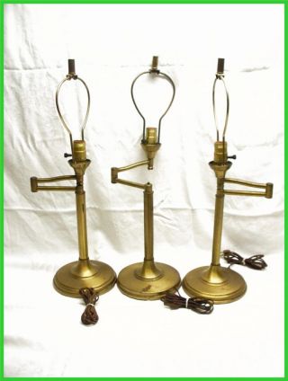 Vintage~3~berger~swivel~harp~arm~levington~brass~table~electric~lamps~works photo