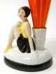 1920s German Art Deco Bathing Beauty Hat Pin/flower Holder Half Doll Related Figurines photo 2