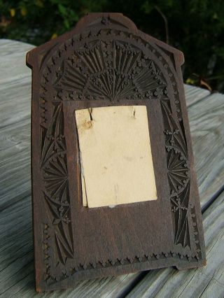 Antique Victorian Folk Art Carved Easel Back Picture Frame Notepad Holder Signd photo