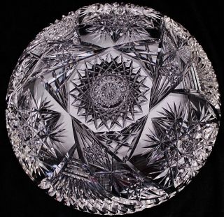 Large American Brilliant Period Abp Cut Glass Master Ice Cream Bowl Tray photo