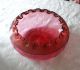 Antique Art Glass Cranberry Bowl Crimped Threaded 19th C English Maker ? Nr Bowls photo 1