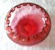 Antique Art Glass Cranberry Bowl Crimped Threaded 19th C English Maker ? Nr Bowls photo 5