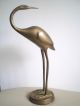 Old,  Antique,  Tall Brass Crane Bird Statue Metalware photo 2