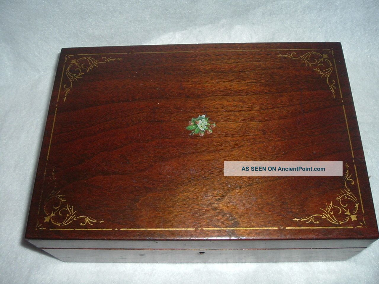 Antique Wood Lap Desk Tabletop Desk Document Box Boxes photo