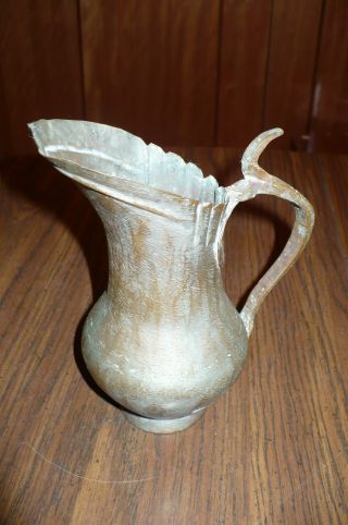 Antique Vintage Rustic Metal Creamer Pitcher Jug Or Vase photo