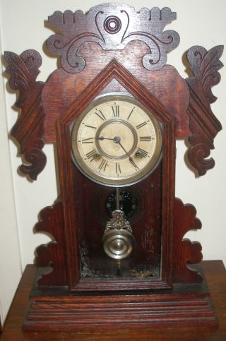 Antique Ansonia Clock Co Pendulum Clock Windup Chimes All Works Made In The Usa photo