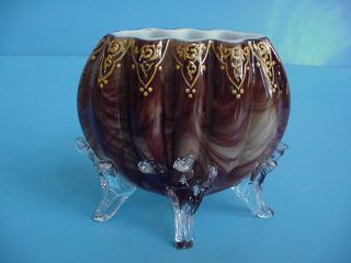 Antique Tortoise Shell Art Glass Vase - Victorian photo