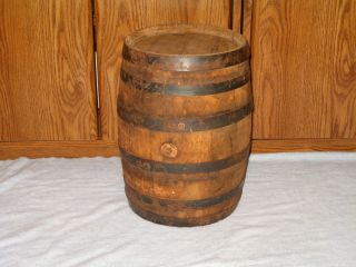 Vintage Banded Wooden Whiskey Barrel 13.  5 