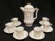 Antique Victorian White & Gold Trim 1800 ' S Chocolate Pot With 6 Cups & Saucers Teapots & Tea Sets photo 1