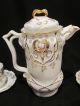 Antique Victorian White & Gold Trim 1800 ' S Chocolate Pot With 6 Cups & Saucers Teapots & Tea Sets photo 2