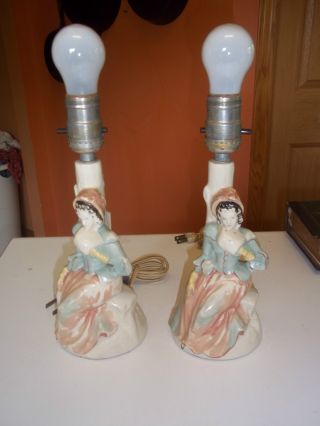 Antique Lamps Pottery Electric Fb Johnson Lamps Figural Woman Bedroom Lamp photo