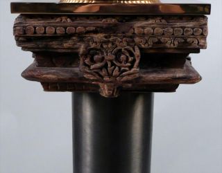 Italy Italian Neoclassical Carved Wood Column W/ Modern Steel Post Ca.  18 - 19th C photo