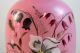 Antique Victorian Pink Cased Enameled Glass Vase Painted Flowers Foliage Nr Vases photo 3