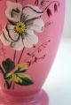 Antique Victorian Pink Cased Enameled Glass Vase Painted Flowers Foliage Nr Vases photo 4